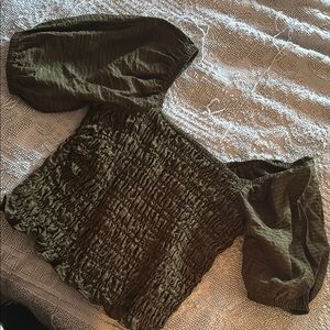 Olive Green Smocked Blouse